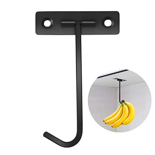 DAJIANG Banana Hook, Metal Banana Hanger Under Cabinet to Keep Bananas Fresh, Banana Holder for Bananas or Other Kitchen Items (Black)