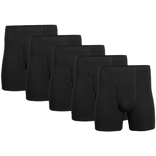 Gildan Men's Underwear Covered Waistband Boxer Briefs, Multipack, Black (5-Pack), 2X-Large