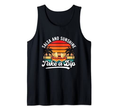 Salsa and Sunshine, Take a Dip, Funny Vintage Summer Beach Tank Top