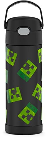 THERMOS FUNTAINER 16 Ounce Stainless Steel Vacuum Insulated Bottle with Wide Spout Lid, Minecraft
