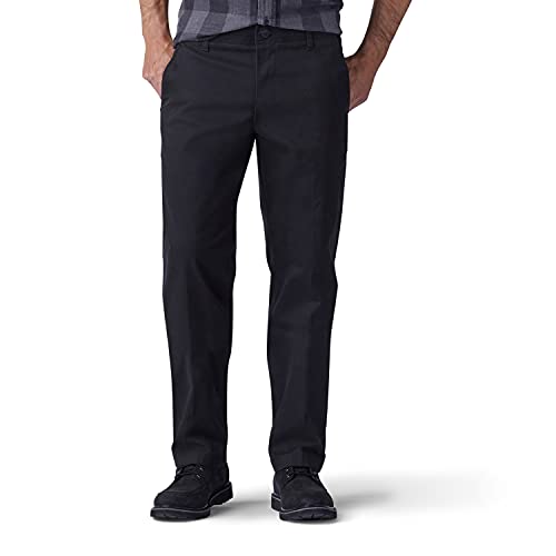 Lee Men's Extreme Motion Flat Front Regular Straight Pant Black 36W x 30L