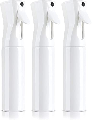 BeautifyBeauties Hair Spray Bottle – Ultra Fine Continuous Water Mister for Hairstyling, Cleaning, Plants, Misting & Skin Care (10 Ounce White 3Pack)