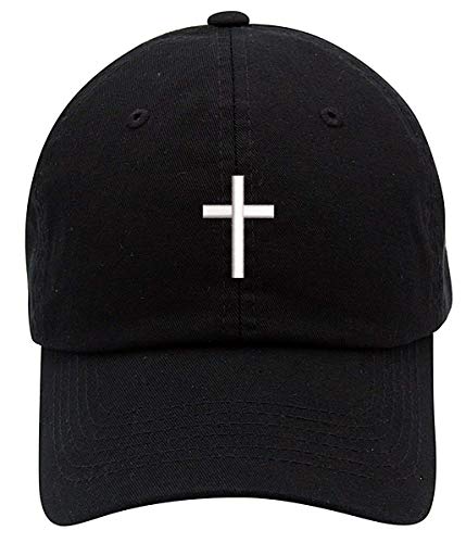 Religious Cross Logo Embroidered Low Profile Soft Crown Unisex Baseball Dad Hat Black