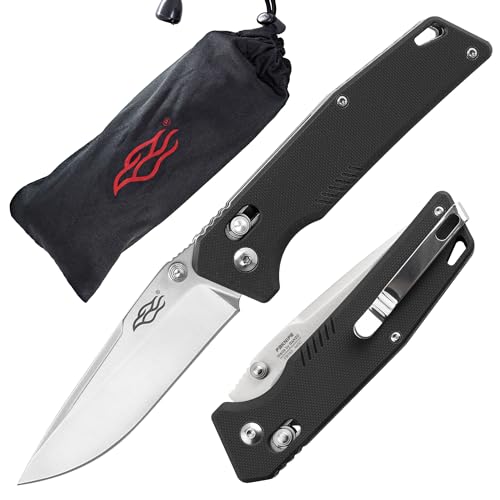 Firebird GANZO F7601 Pocket Folding Knife 440C Stainless Steel Blade G-10 Anti-Slip Handle with Clip Hunting Fishing Camping Utility Folding Knife Outdoor EDC Pocket Knife (Black)