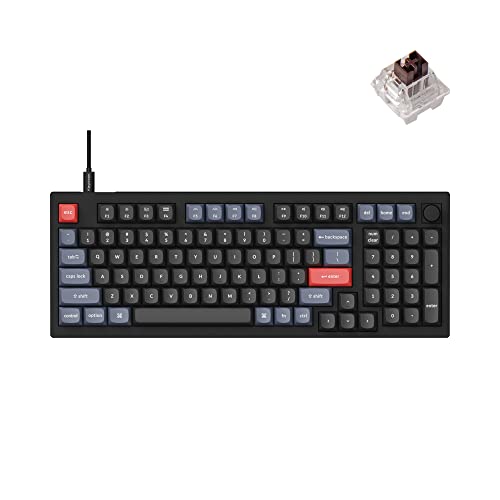 Keychron V5 Wired Custom Mechanical Keyboard Knob Version, 96% Layout QMK/VIA Programmable with Hot-swappable Keychron K Pro Brown Switch Compatible with Mac Windows Linux Black (Non-Transparent)