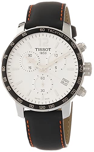 Tissot Mens Quickster 316L Stainless Steel case Swiss Quartz Watch, Black, Leather,19 (T0954171603704)