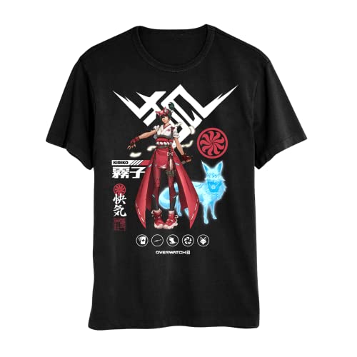 Isaac Morris Limited Overwatch 2 Kiriko Kamori Graphic Men’s and Women’s Short Sleeve T-Shirt (Large, Black)