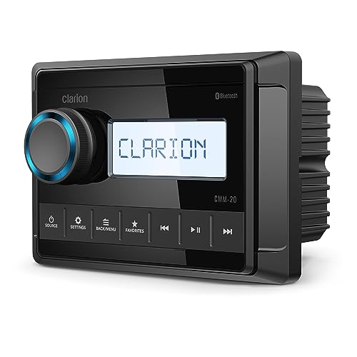 Clarion CMM-20 Marine Source Unit with LCD Display, IP66 Weatherproof Rating, Weather Band, Bluetooth