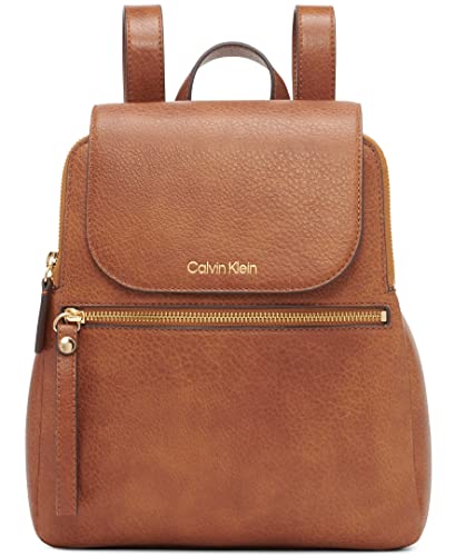 Calvin Klein Reyna Novelty Key Item Flap Backpack, Caramel Combo, One Size