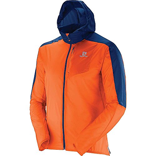 Salomon Men's Fast Wing Hoodie, Clementine-X/Midnight Blue, Large