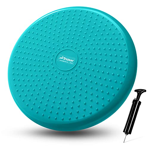 Trideer Inflated Wobble Cushion - Wiggle Seat for Sensory Kids(Multiple Colors), Balance Disc (Extra Thick), Flexible Seating for All Age (34CM Turquoise)