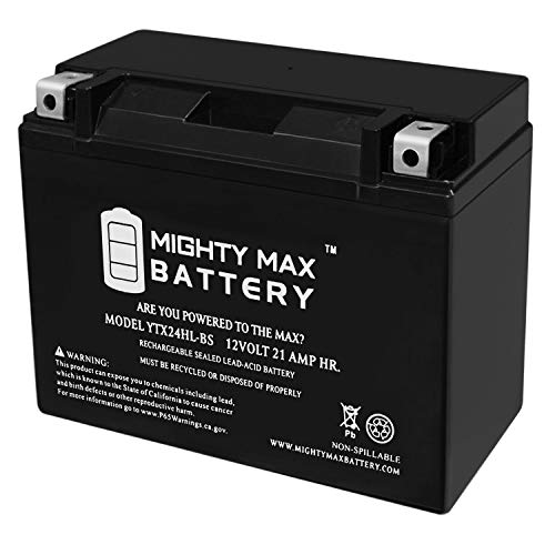 Mighty Max Battery YTX24HL-BS -12 Volt 21 AH, 350 CCA, Rechargeable Maintenance Free SLA AGM Motorcycle Battery