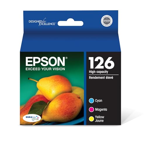 EPSON 126 DURABrite Ultra Ink Color Combo Pack For WF-3520, WF-3530, WF-3540, WF-520, WF-545, WF-630, WF-633, WF-635, WF-645, WF-7010, WF-7510, WF-7520, WF-840, WF-845 and other select models