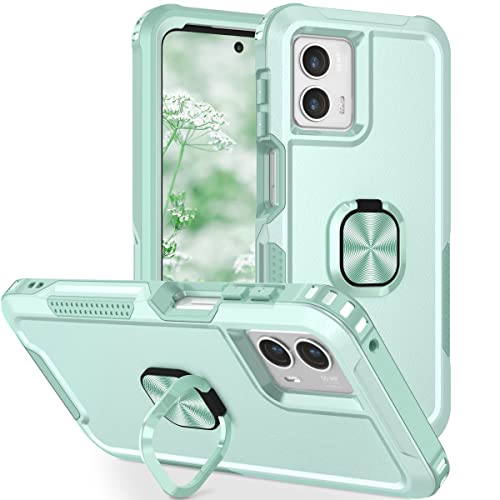 Ankoe for Motorola Moto G 5G 2023 Case, 3 in 1 Heavy Duty Rugged Hybrid Shockproof Hard PC Soft TPU Bumper Protective Case with 360° Rotate Ring for Motorola Moto G 5G 2023 Mint