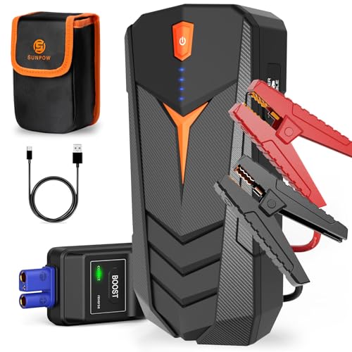 Jump Starter, SUNPOW 1500A Peak Car Jump Starter for Up to 8L Gas or 6.0L Diesel Engine, 12V Auto Lithium Battery Booster for Cars, Trucks, SUV, Portable Power Pack Jump Box with LED Light