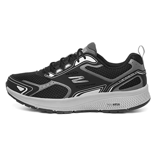Skechers mens Go Run Consistent - Performance Running & Walking Shoe Sneaker, Black/Grey, 10.5 X-Wide US