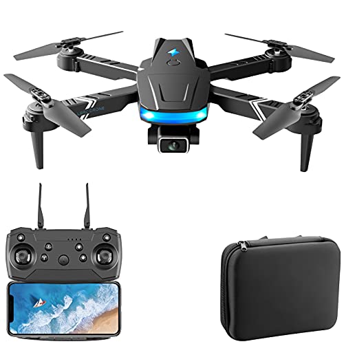 LS-878 RC Drone with Camera 4K Wifi FPV Dual Camera Drone Mini Folding Quadcopter Toy for Kids with Gravity Sensor Control Headless Mode Gesture Photo Video Function with Storage Bag
