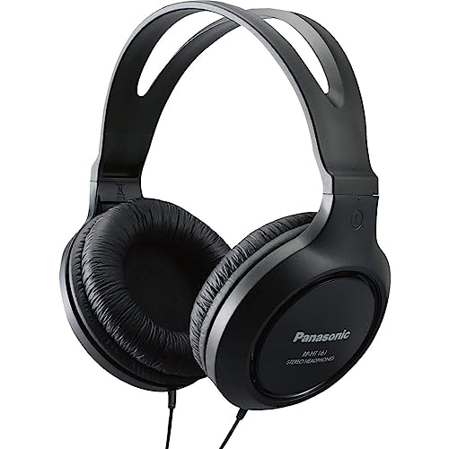 Panasonic Headphones, Lightweight Over the Ear Wired Headphones with Clear Sound and XBS for Extra Bass, Long Cord, 3.5mm Jack for Phones and Laptops – RP-HT161-K (Black)