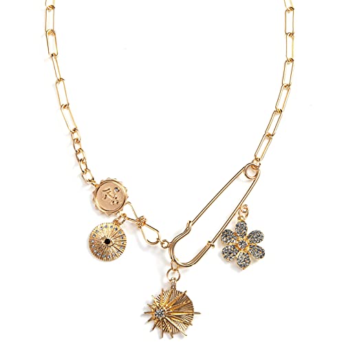 Paperclip Necklace Gold Protection Necklace, Handmade Evil Eye Jewelry For Women, Eye Necklace Ojo Turco Pendant Luck Amulet, Third Eye Necklace Birthday Gift For Her, Zinc Alloy, Cubic Zirconia