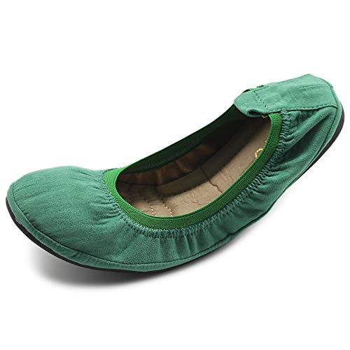 Ollio Women's Shoe Faux Suede Comfort Ballet Flat BN16(8 B(M) US, Green)
