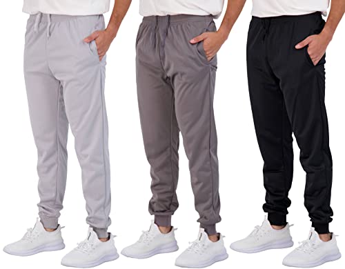 3 Pack Boys Tricot Sweatpants Joggers Kids Boy Jogger Sweatpant Pant Track Pants Athletic Workout Gym Apparel Training Fleece Tapered Slim Fit Tiro Soccer Casual Clothing,Set 5,L (14/16)