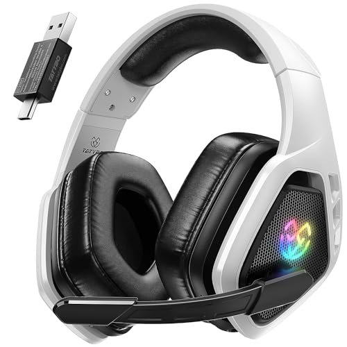 Tatybo Wireless Gaming Headset for PC, PS5, PS4, Switch, Mac, 2.4 Ghz USB Gaming Headphones with Microphone, 3.5mm Wired Mode for Xbox Series
