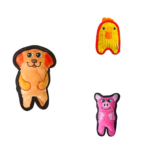 Outward Hound Invincibles Mini Plush Dog Toy 3-Pack, Dog-Chicky-Pig, XS