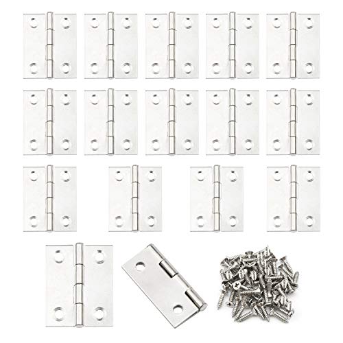 Pxyelec 1.5 inch Stainless Steel Folding Butt Hinge Home Furniture Hardware Door Cupboard Cabinet Hinge Pack of 16