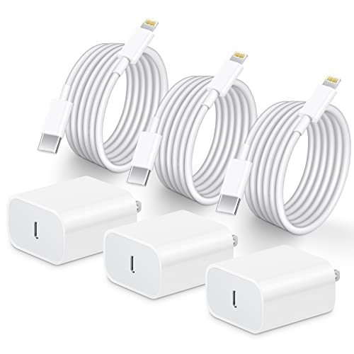 i·Phone Charger, 3-Pack [MFi Certified] 20W PD USB C Fast Wall Charger with 6ft Charging Cord for i·Phone 14/14 Pro/13/13 Pro/12/12 Pro/11/Xs/XR/SE 2020, and More