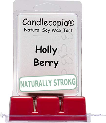 Candlecopia Holly Berry Strongly Scented Hand Poured Vegan Wax Melts, 12 Scented Wax Cubes, 6.4 Ounces in 2 x 6-Packs