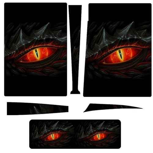 Dragon Red Eye Protective Skin Stickers Wrap Cover Compatible for P-S-5 Console and Controller Skin Stickers Decal