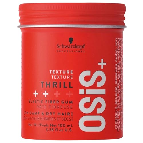 OSiS+ Thrill Fibre Gum – Medium Hold Flexible Style Control, 3.38 Oz – Bendable and Moldable Texturizing – Mega-Fibers and Natural Carnauba Wax for Long-Lasting Separation and Shine