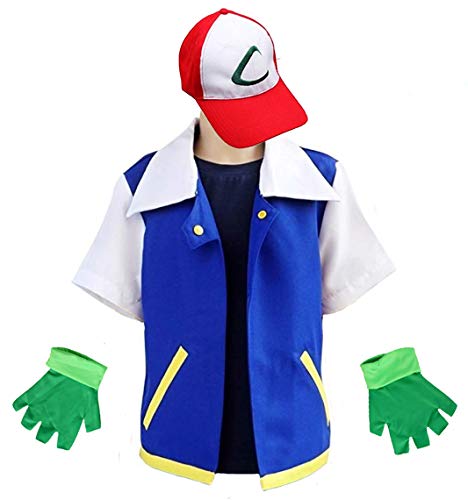 MGDRU Cosplay Costume for Adult Kids,Halloween Hoodie,Jacket Gloves Hat Sets for Trainer (120 for 6-7T, Blue)