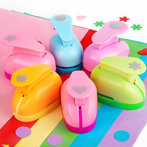 LoveInUSA Punch Craft Set, 6PCS Hole Punch Shapes Hole Puncher for Crafts Paper Punches Decorative Snowflake Star Circle Hole Puncher for Crafting Scrapbook Nail Designs