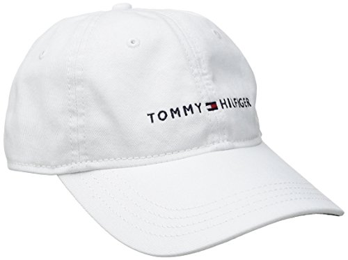 Tommy Hilfiger Men's Logo Dad Baseball Cap, White, One Size