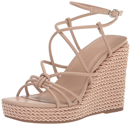 Marc Fisher Women's Zarah Wedge Sandal, LITE Latte 110, 8