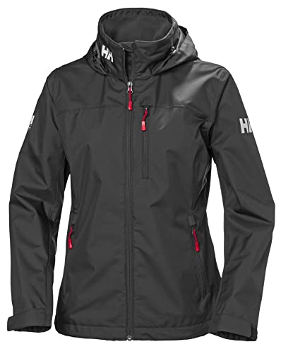 Helly Hansen Women's Crew Hooded Waterproof Windproof Breathable Rain Jacket, 992 Black, Large