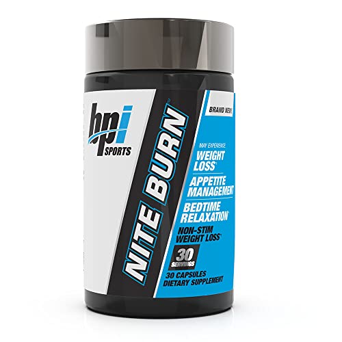 BPI Sports Nite burn – Nighttime Fat Burner & Sleep Support – Keto-Friendly – Weight Loss, Burn Fat, Relaxation, Boost Metabolism – 30 servings – 640mg, Capsule