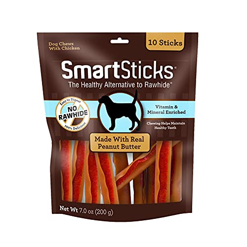 SmartBones SmartSticks, Treat Your Dog to a Rawhide-Free Chew Made With Real Meat and Vegetables 10 Count (Pack of 1)