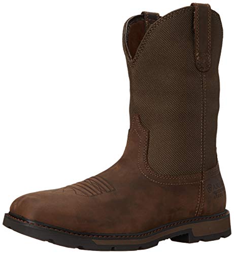 Ariat Mens Groundbreaker Wide Square Toe Waterproof Steel Toe Work Boot Palm Brown/Ballistic Brown 10.5