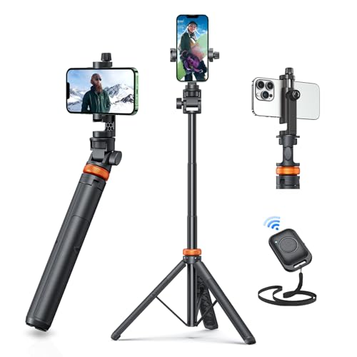 Newest iPhone Tripod Stand, EUCOS 62' Phone Tripod&Selfie Stick with Remote Shutter for Video Recording, Solidest Cell Phone Tripod Stand for iPhone Compatible iPhone 13Pro Max/12Pro/Samsung/DJI/GoPro