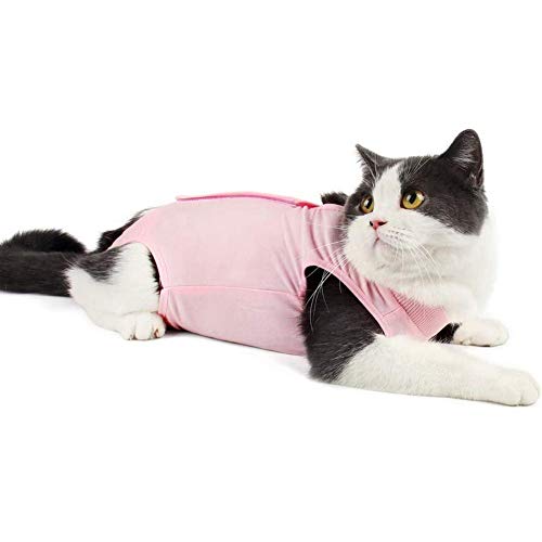 Cat Recovery Suit for Abdominal Wounds or Skin Diseases, Breathable E-Collar Alternative for Cats and Dogs, After Surgery Wear Anti Licking Wounds