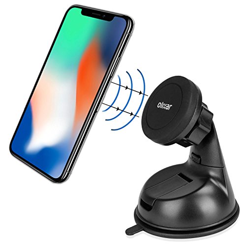 Olixar Magnetic Car Phone Holder for Windscreen or Dashboard - (Magnetic Stickers for Phone Provided) - Sturdy & Easy to Use Car Mount - Universal