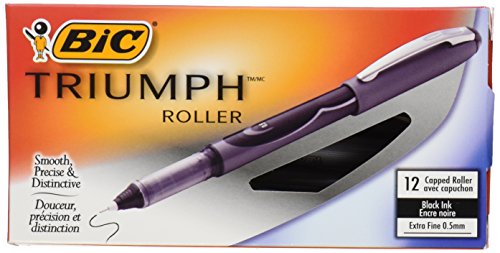 BIC Triumph 537 Needle Point Roller, 0.5 mm, Black, Dozen Box (RT5511-blk)