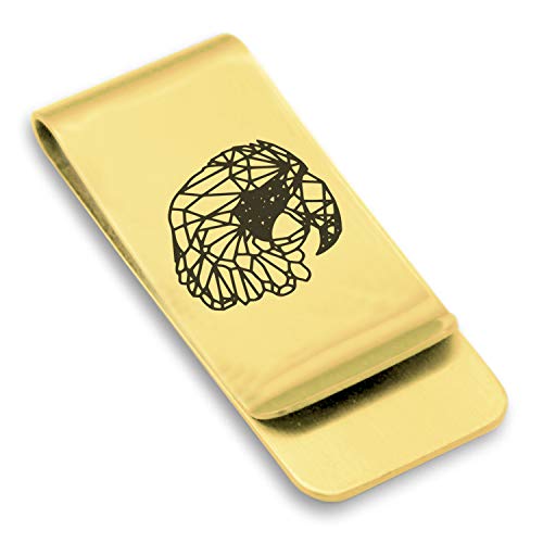 Comfort Zone Studios Stainless Steel Geometric Polygon Parrot Classic Slim Money Clip Credit Card Holder, Gold