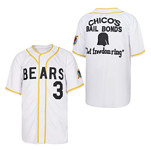 Movie Baseball Bad News Bears #3 Kelly Leak #12 Tanner Boyle 1976 Chico’s Bail Bonds Jersey for Men S-XXXL (#3 White, Large)