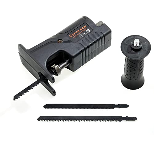 SIMPOTEK Reciprocating Saw Adapter, Portable Electric Jig Saw for Wood Metal Cutting, Drill Tool With Cordless Adapter Set and Ergonomic Handle Black