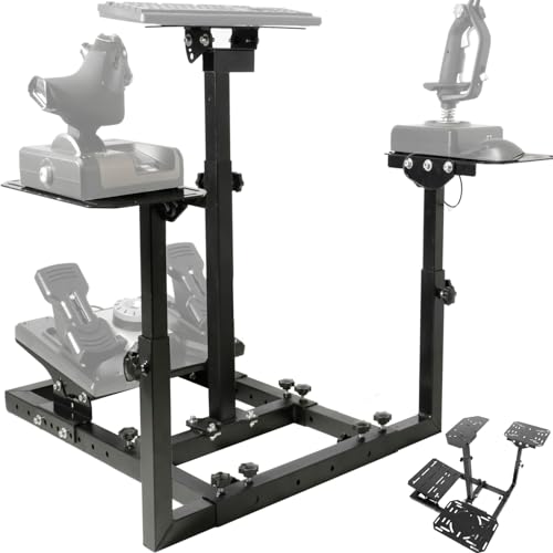 Anman Pro Flight Sim Stand Racing wheel Frame dual-purpose Fit for Logitech Shifter Joystick Pedals,Thrustmaster HOTAS Warthog, Only Include Flight joystick stand & three Sizes Shift lever panels