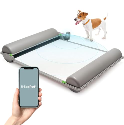BrilliantPad Smart Indoor Dog Potty for Small Pets | Self Cleaning with Odor Control, AI Health Monitoring, Puppy Training Alternative to Grass Turf | Includes 1 Absorbent Pad Roll & Smartphone App