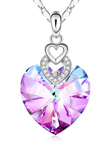 PLATO H 3 Heart Crystal Necklace for Women Gifts for her Pendant Crystal Jewelry Necklace for Girl Wedding Gifts for Anniversary Day Mother's Day Valentine’s Day Birthday